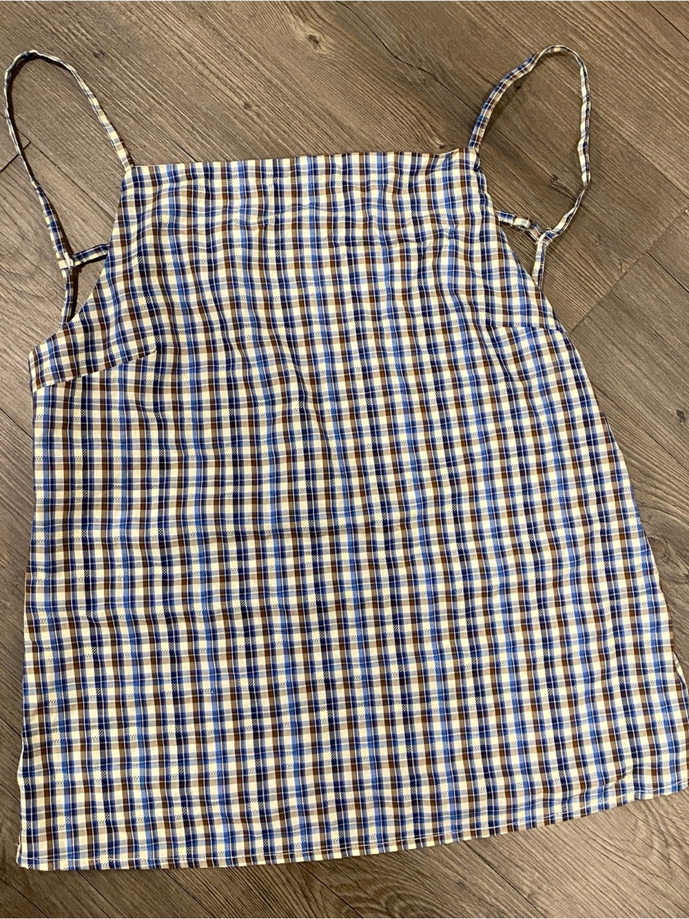 Social Scene Blue and Cream Plaid Spaghetti Strap Tank